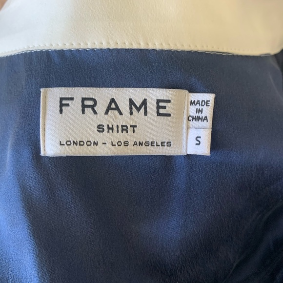 FRAME Collarless Silk Blouse - Picture 3 of 4